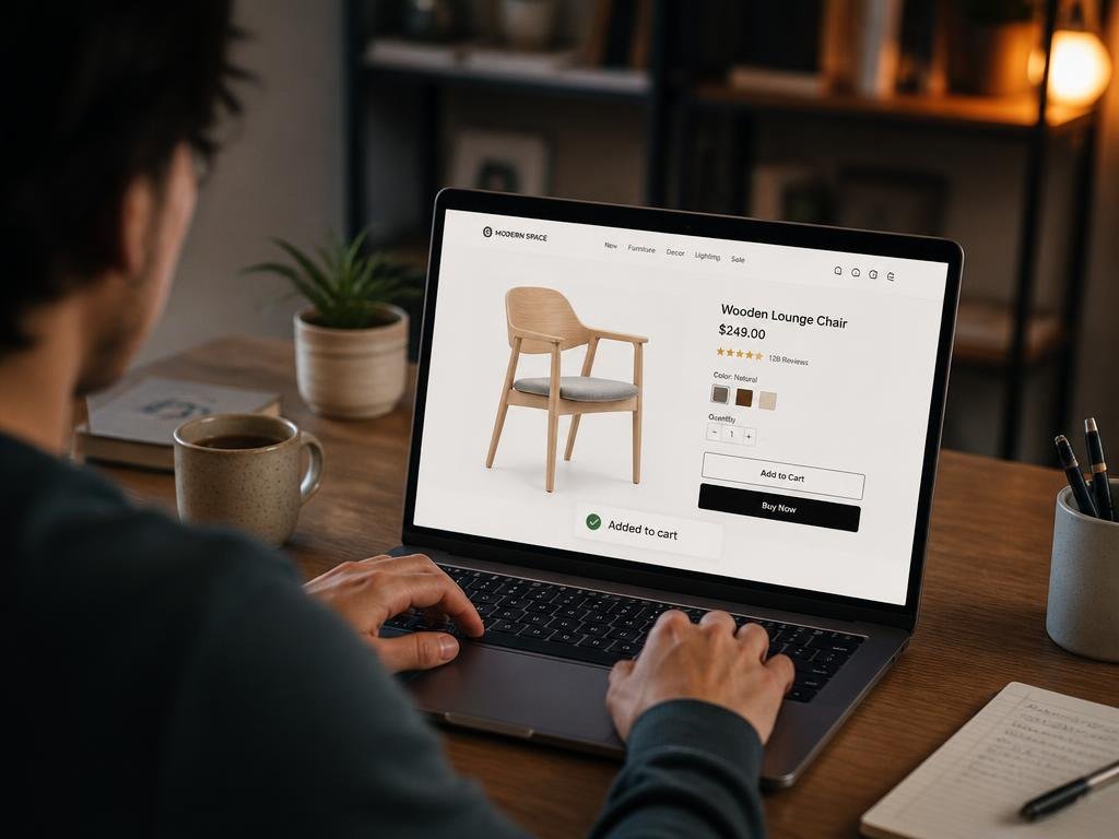 Pessoa comprando um produto em uma loja online de marketplace